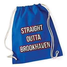 Hippowarehouse Straight outta Brookhaven Drawstring Cotton School Gym Bag 37cm x 46cm, 12 litres