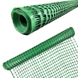Ashman Plastic Mesh Fence, Construction Barrier Netting, Green, 4'x100' Feet, 1 Roll, Garden Fencing, Fences Wrap, Above Ground, for Snow, Poultry, Chicken, Deer, Patio, Garden Netting, Green 100FT