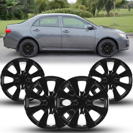 Winjet Hubcaps for Toyota Corolla 2009-2019 [2009 2010 2011 2012 2013 2014 2015 2016 2017 2018 2019] Corolla Wheel Covers Snap On, Heavy Duty ABS & PC Material (15 Inch Set of 4, Lacquer)