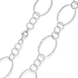 Materia K81 Women's Necklace Chain 925 Sterling Silver Oval 19 mm Links Rhodium-Plated 50 60 70 cm in Jewellery Case, Rhodium-plated (tarnish protection)