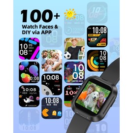 Parsonver Smart Kids Watch with Fitness Tracker, 20 Sports Modes, 100+ DIY Dials, IP68 Waterproof Pedometers, Sleep Monitor, Heart Rate, Great Birthday Gifts for Boys Girls Teens 6-16 Ages, Black+Blue