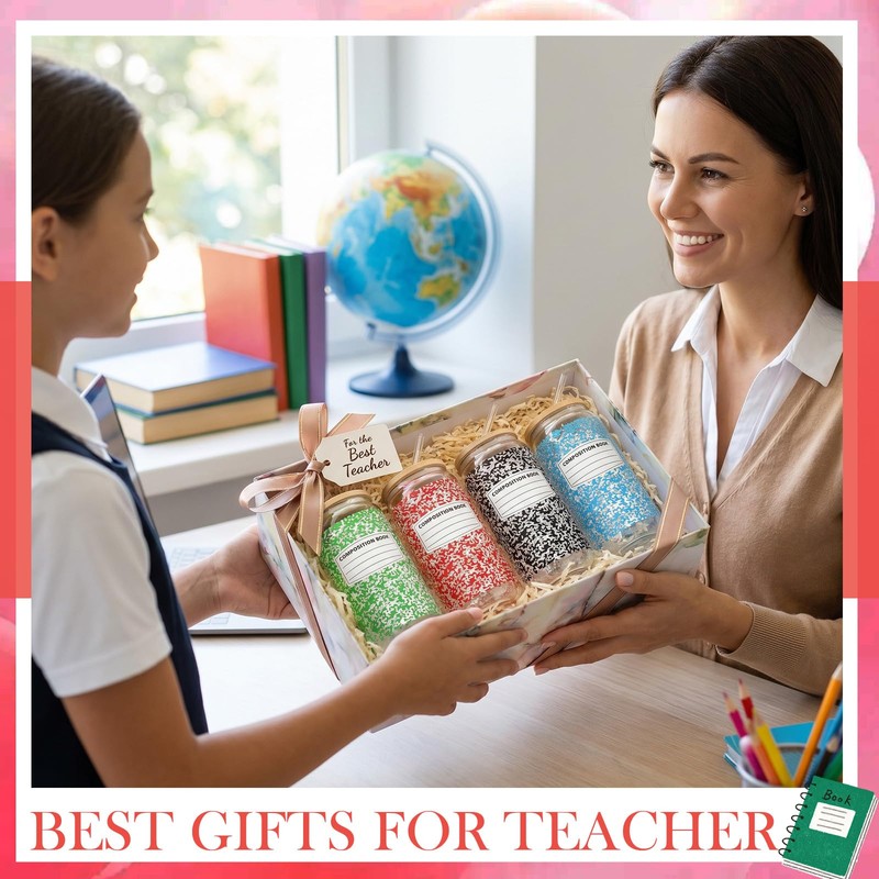 4 Pack 16 oz Back to School Glass Cups, Composition