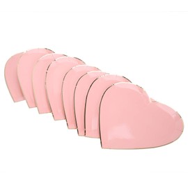Atyhao Mixing Trays Paper Plates 8 Pieces Plastic Plates and Cutlery Set Painting Valentine Stickers Picnic Plates Tableware Decoration Baby Shower Plates (Pink)