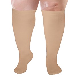 Plus Size Compression Sock for Men and Women Wide Calf, Graduated Compression Stockings for Flight Travel Running Pregnancy Sports Edema Nurse Seniors Fitness Athletic 20-30 mmHg 1 Pair