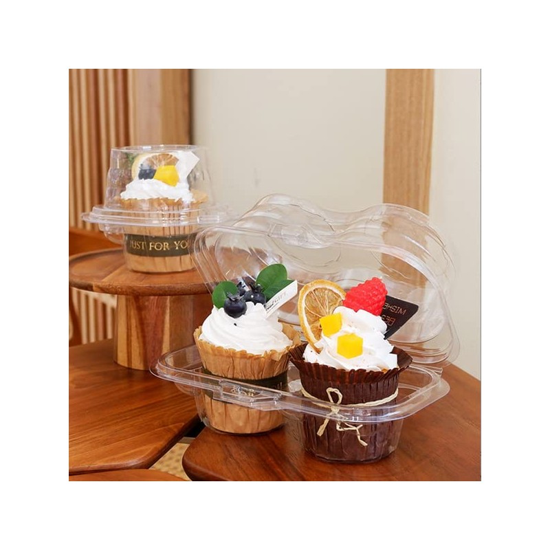 XIZHI Clear Cupcake Boxes with 2 Compartment,Plastic Stackable Cupcake Carrier