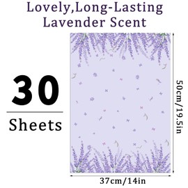 Thenshop 30 Sheets Floral Scented Drawer Liners 14 x 19.5 Inch Dresser Drawer Liner Shelf Non Adhesive Paper Sheets for Kitchen Cabinet Home Shelf Closet (Lavender)