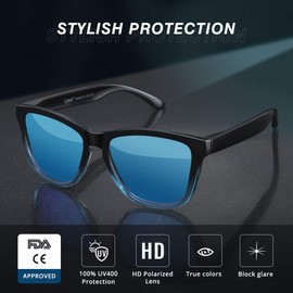 Cyxus Sunglasses Round Men Women Retro Polarised Sunglasses Outdoor UV 400 for Driving Fishing Travel Metal Frame, 02-blue