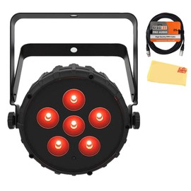 Chauvet SlimPAR T6BT Bluetooth Enabled RGB Wash Light Bundle with DMX Cable and Austin Bazaar Polishing Cloth