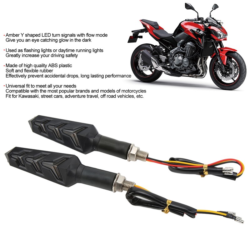 4Pcs Motorcycle LED Turn Signals Daytime Running Lights Blinker Front