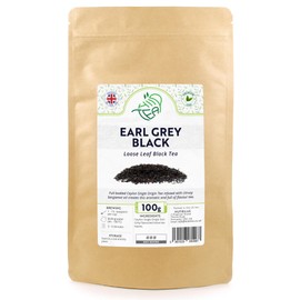 Earl Grey Black Loose Leaf Tea – Premium Ceylon Black Tea Infused With Bergamot Oil (Black, 100g)