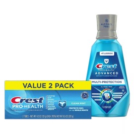 Crest Pro-Health 2 Pack/4.3oz Toothpaste + 33.8 fl oz Mouthwash
