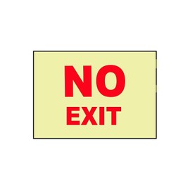 NMC GL199PB Fire Sign, Legend "NO EXIT", 14" Length x 10" Height, Glow Polyester, Red on Yellow
