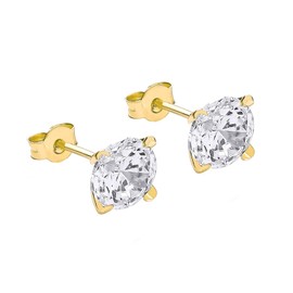 Carissima Gold Women's 9 ct Yellow Gold 5 mm Round Cubic Zirconia Stud Earrings