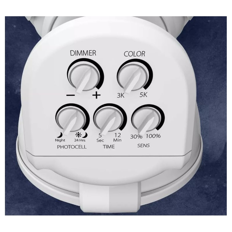 RAB LU160W Luminator Field-Adjustable Motion Sensing Floodlight, 3000K-5000K, Integrated Photocell