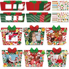 Kepeel 30 Packs Christmas DIY Picture Frames Craft Kit for Kids, Xmas Present Box Photo Frames Ornaments for Christmas Tree Party Decorations Favor Winter Art Gift Classroom School Home Activities