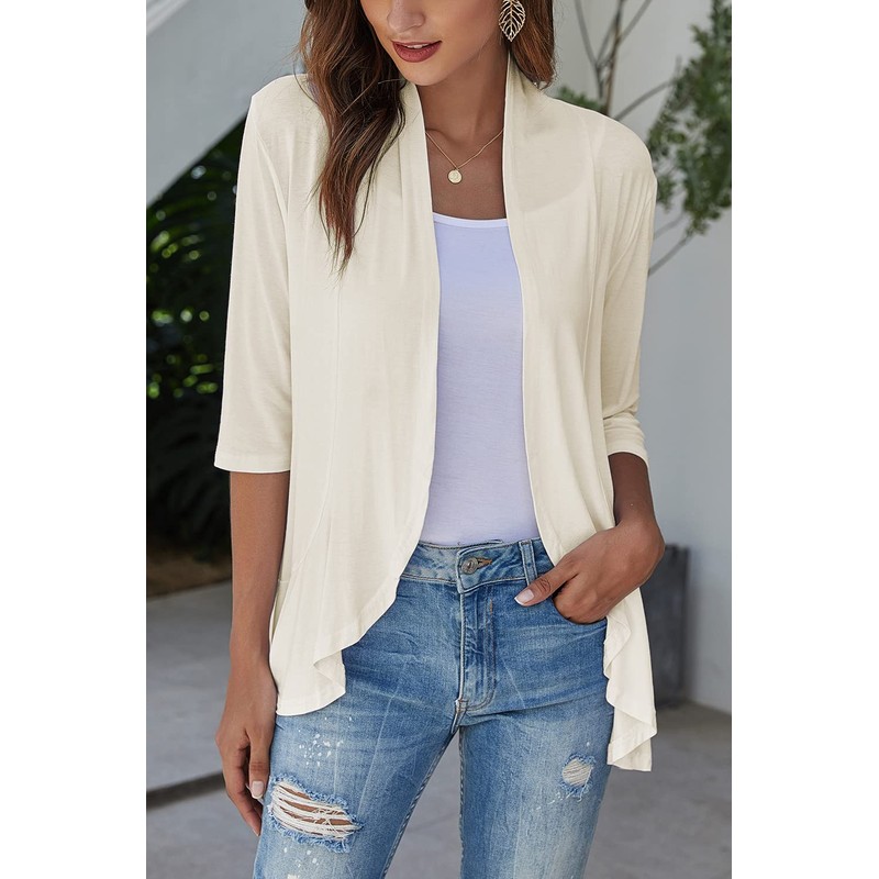 Bluetime Women Casual Lightweight Open Front Cardigans Soft Draped Ruffles