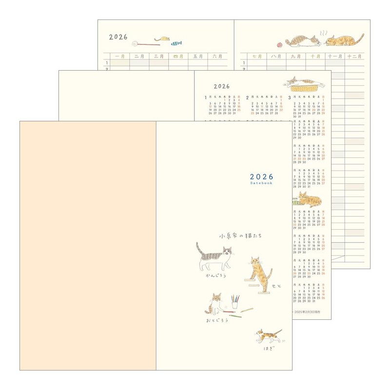 Midori Pocket Diary 2026 Slim Monthly Cat Pattern 22362006 (Starts