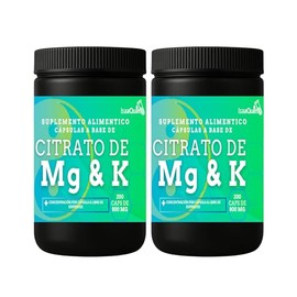DUO de Citrato de Magnesio + Potasio | 200 cápsulas de 800 mg | 240 mg de Magnesio + 210 mg de Potasio por porción | Sin excipientes | Suplemento Isaa