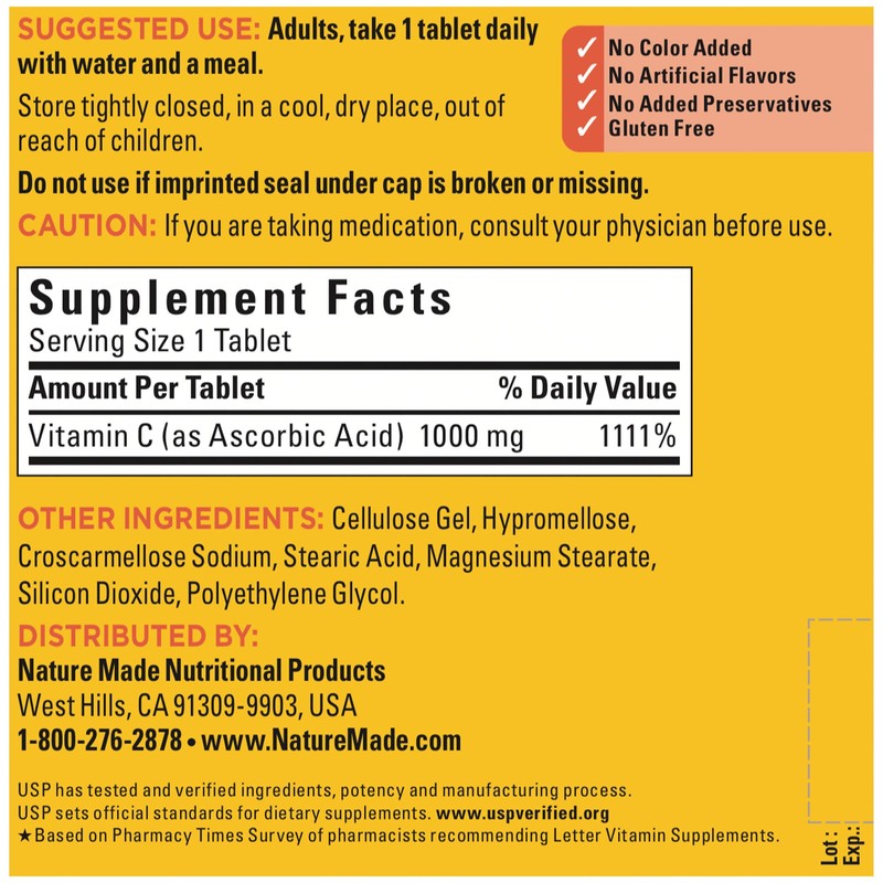 Nature Made Extra Strength Vitamin C 1000 mg, Dietary Supplement
