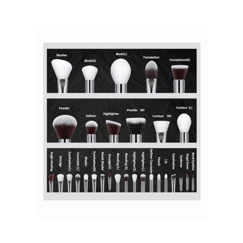 Kit 30 Pcs Para Maquillaje Profesional Color Negro