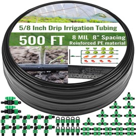 Maasechs 500 ft 5/8 Inch Drip Tape Irrigation Kit Drip Tape 8 Mil 8" Spacing Hose Garden Watering Tubing System Automatic Irrigation Equipment for Plant, Landscape, Yard, Lawn and Farm