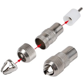 PENCILUPNOSE 2x Male Coaxial Co-Axial TV Aerial Connector Plug (2 Pack) for Television RF Cable Freeview Metal