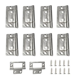 JAKOUE 10 pcs Silver 1"*2"(25mm*51mm) Non-Mortise Door Hinges,Bifold Butt Hinges,Hidden Cabinet Hinges with Screws,for Cabinet,Wooden Boxes, cupboards