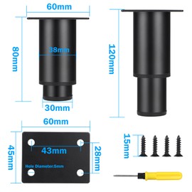DBREAKS Set of 4 Furniture Feet, 8-12 cm Adjustable Furniture Feet, Black Metal Feet, Table Legs with Screws, Furniture Legs and Cabinet Feet for Coffee Tables, Cabinets, Sofa, Bedside Table, TV