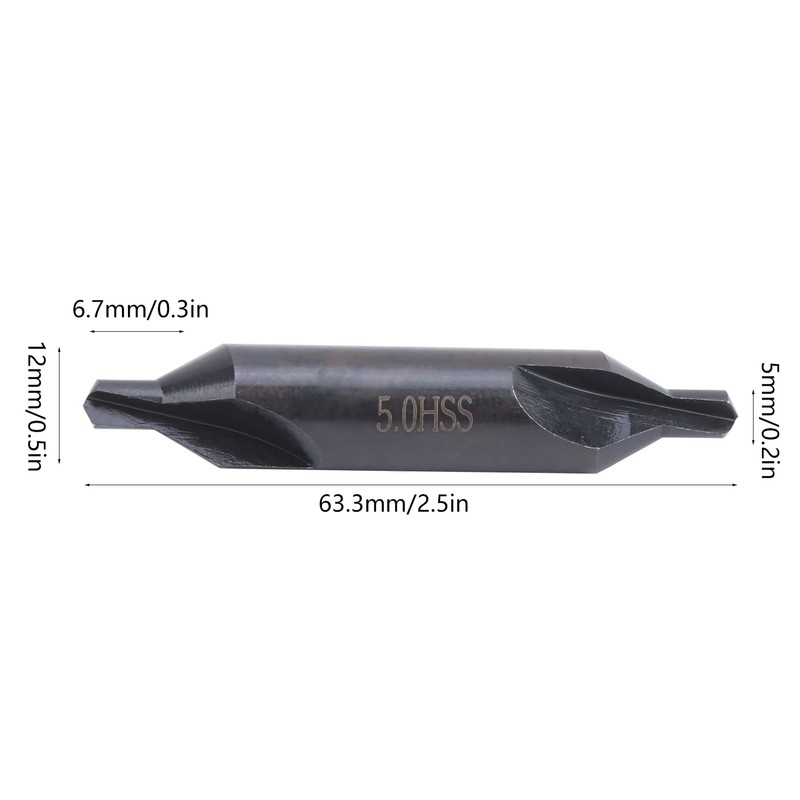 5Pcs Centering Drill Bits for Milling Machines High Speed Steel