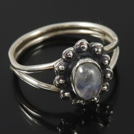 JEWELSTREZORO Regenbogenmondstein Edelstein-Bandring für Herren und Damen, alle Größen, 925er-Sterlingsilber, handgefertigter Geschenkartikel, Schmuck TSR191H_52 (16.6)