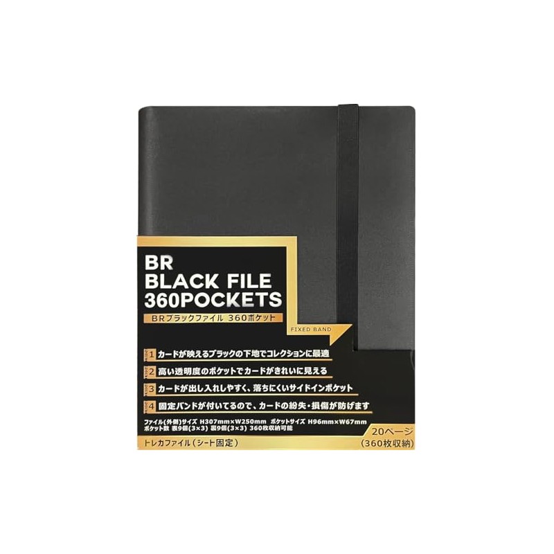 BR Black File 360 Pocket Sheet Secure Card File with
