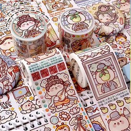 Alideco - Cinta adhesiva decorativa pequeña Mochi Washi, ideal para suministros de diarios de balas, artes, álbumes de recortes, manualidades, planificadores (minghua1)