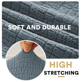 H.VERSAILTEX 100% Waterproof RV Dinette Cushion Covers Booth Set Stretch Camper Cushion Covers RV Replacement Cushion Covers Anti-Slip Crizzle Pattern (2 Backrest Cover & 2 Bench Cover, Stoneblue)