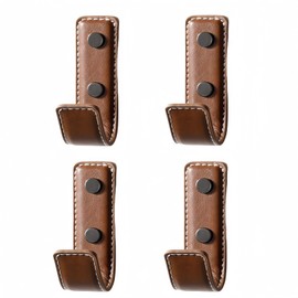GHYTRIGEN 4 Pcs Leather Coat Hooks Wall Mount,Coat Hooks for Wall,Wall Hooks for Hanging Robe Towels Bags Hats Scarf Keys Clothes Suitable for Bedroom, Entryway and Closet (Brown)