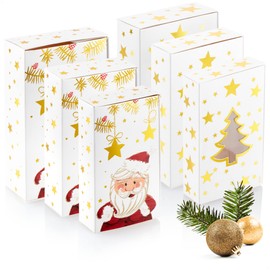 com-four® 6-Piece Gift Box Set in 3 Sizes - Gift Boxes with Christmas Motifs - Folding Box Made of Sturdy Cardboard Cardboard - Foldable Cardboard Box (6 Pieces - Stars/Fir/Santa)