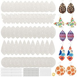 SHUANGART 60 Pcs Sublimation Blank Sparkly Faux Leather Earrings Making Kit, Double Sided Superfine Glitter Leather Earrings with Sublimation Paper for DIY Jewelry Making(5 Shapes)