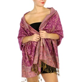 Fabulous Large Soft Double Layer Jacquard Paisley Print Pashmina Scarf Shawl Wrap H010 (28 Colors) (H010-10)