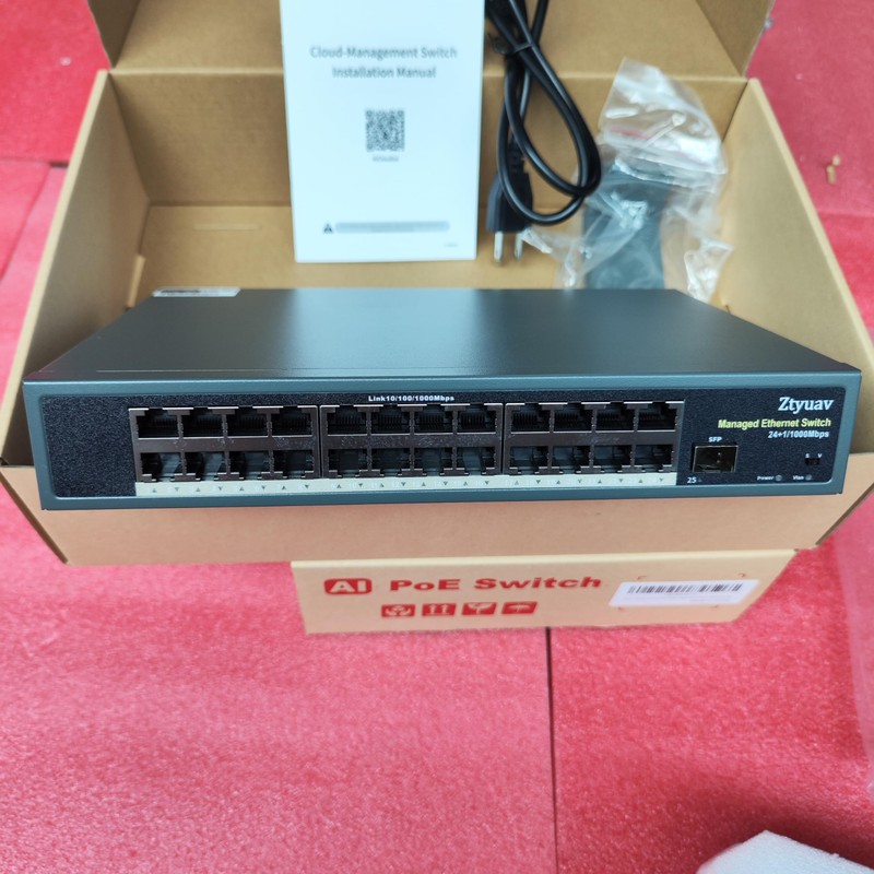 Ztyuav 25-Port Full Gigabit Easy Smart Managed Ethernet Switch-24 Ethernet