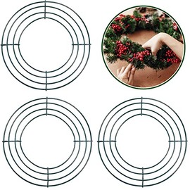 3Pack Christmas Wire Wreath Rings 8 inch Metal Wreath Frame,Small Green Round Wire Wreath Frame for Christmas Wreath Making Rings Base,Garden,Home Deco Supplies DIY Crafts Wedding Garland Ring