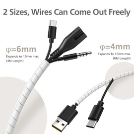 AGPTEK AGPTEK Kabelschlauch, Kabelschutzschlauch 4-16mm (6m), 6-19mm (4m), Organizer Kabelkanal, Kabelhlle Schutz, Flexible Kabelsalat insgesamt 10m, Wei?