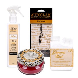 Tyler Candle Company - Kathina Glamorous Gift Suite VI - (On Demand Room Spary, Glamorous Wash, Jar Candle, Autoglam)