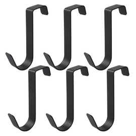 Hordion 6 Pack Over The Cabinet Door Hook, Carbon Steel Single Over Door Hooks Hanger for Kitchen Cabinet Narrow Door Back Bathroom Drawer, Black