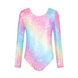 JiAmy Gymnastics Leotards for Girls, Long Sleeve Kids Gymnastics Athletic Outfit Sparkle Dancing Ballet Unitard for 3-12 Years