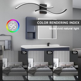 CANEOE Modern Led Wall Light, 39inch Black Indoor Led Wall Sconce Lighting, Bathroom Vanity Light Fixtures Over Mirror for Living Room Hallway Bedroom Bedside Wall Lamp (Cool White, 6000K)