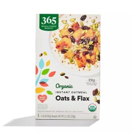 Whole Foods Market Organic Instant Oatmeal, Oats & Flax, 11.3 oz, 8 Pack