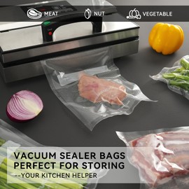 11" x 16" Precut Vacuum Sealer Bags, 100 Count, Includes 5 Liquid Block Bags & 5 Bone Guard Pieces, Heavy Duty for Food Storage, Sous Vide & Meal Prep, Wevac Core
