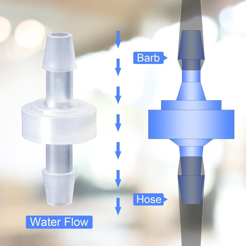 PAGOW 1/4 Inch Check Valve, 4 Packs 6mm One-Way Barb