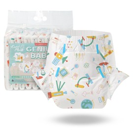 CutiePlusU Adult Nappies, Pack of 10, Disposable Incontinence Briefs with Tabs for Women and Men, Maximum Absorbency Overnight Genius Baby (Medium 28 - 38 inches)