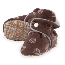 bubbabuddy Unisex Cozy Fleece Baby Booties Cotton | Soft Sole and Non Slip | Stay On Slipper Socks With Gripper Soles for Newborn, Infant, Toddler, Brownrainbow, 6-12 Months Toddler