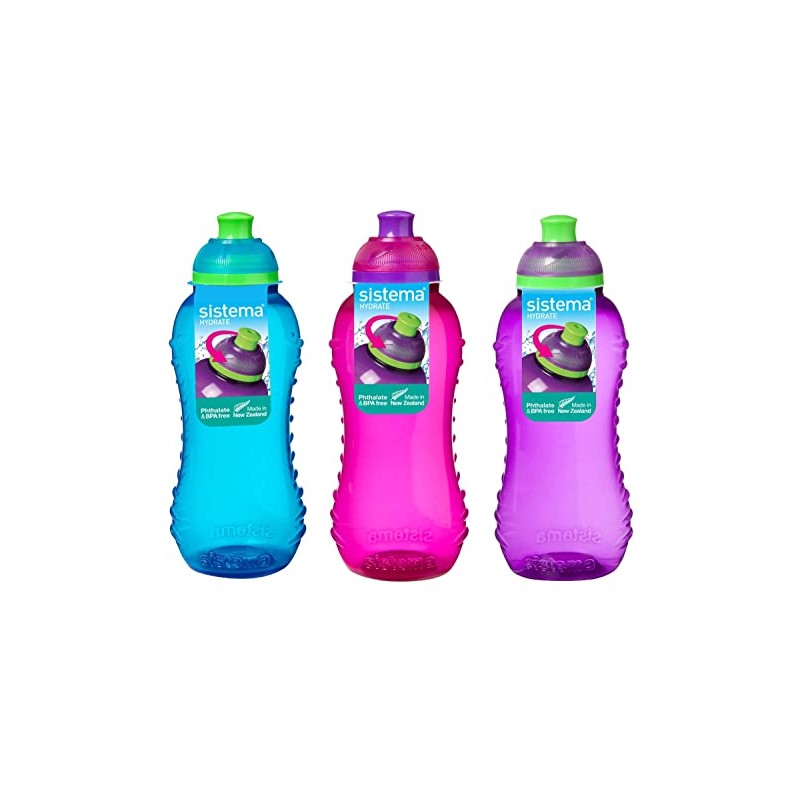 Sistema Twist 'n' Sip Plastic Water Bottle, Assorted Colours, 460